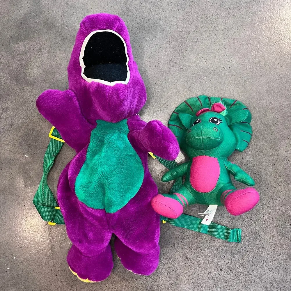 90s Vintage Barney Friends Backpack Baby Bop plush bundle dinosaur